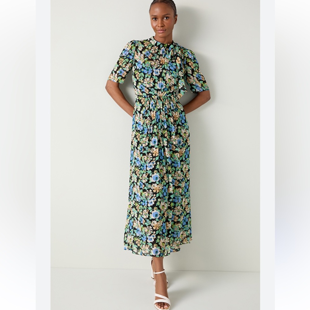LK Bennett Thelma Black Multi Tie Neck Dress